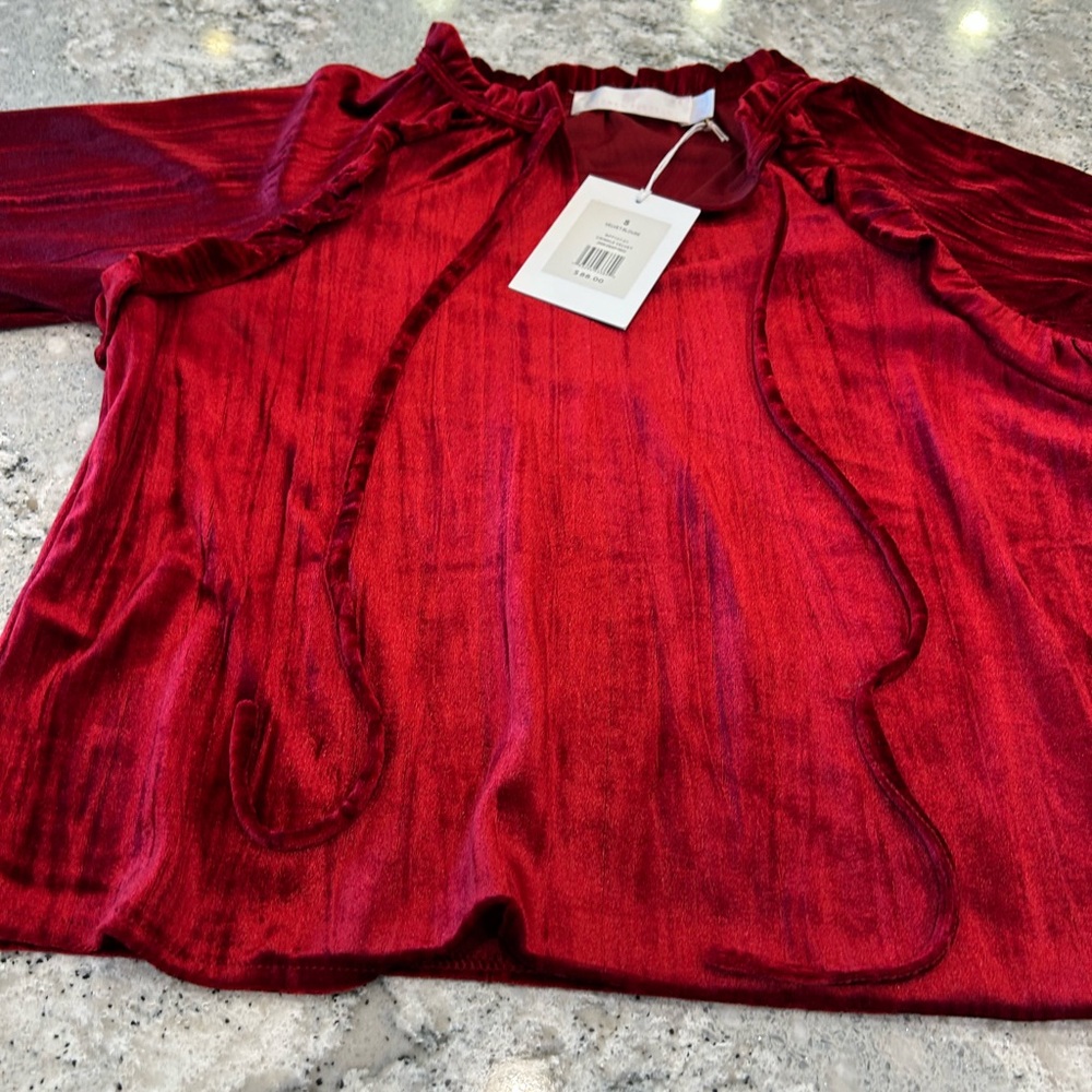 Rachel Parcell Red Velvet Blouse